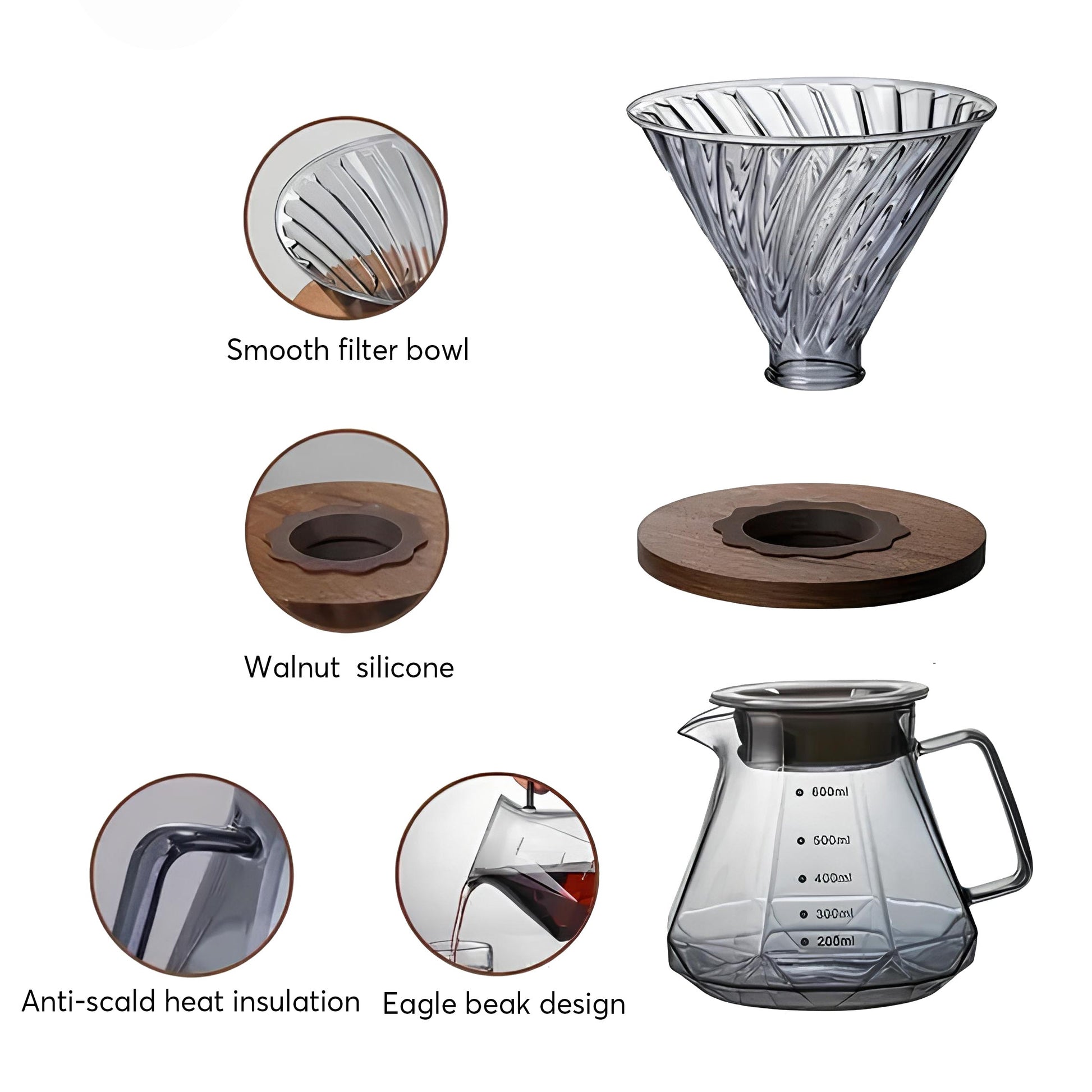 Coffee Brewing V60 Set with Walnut Wood Holder - Redeemare Coffee