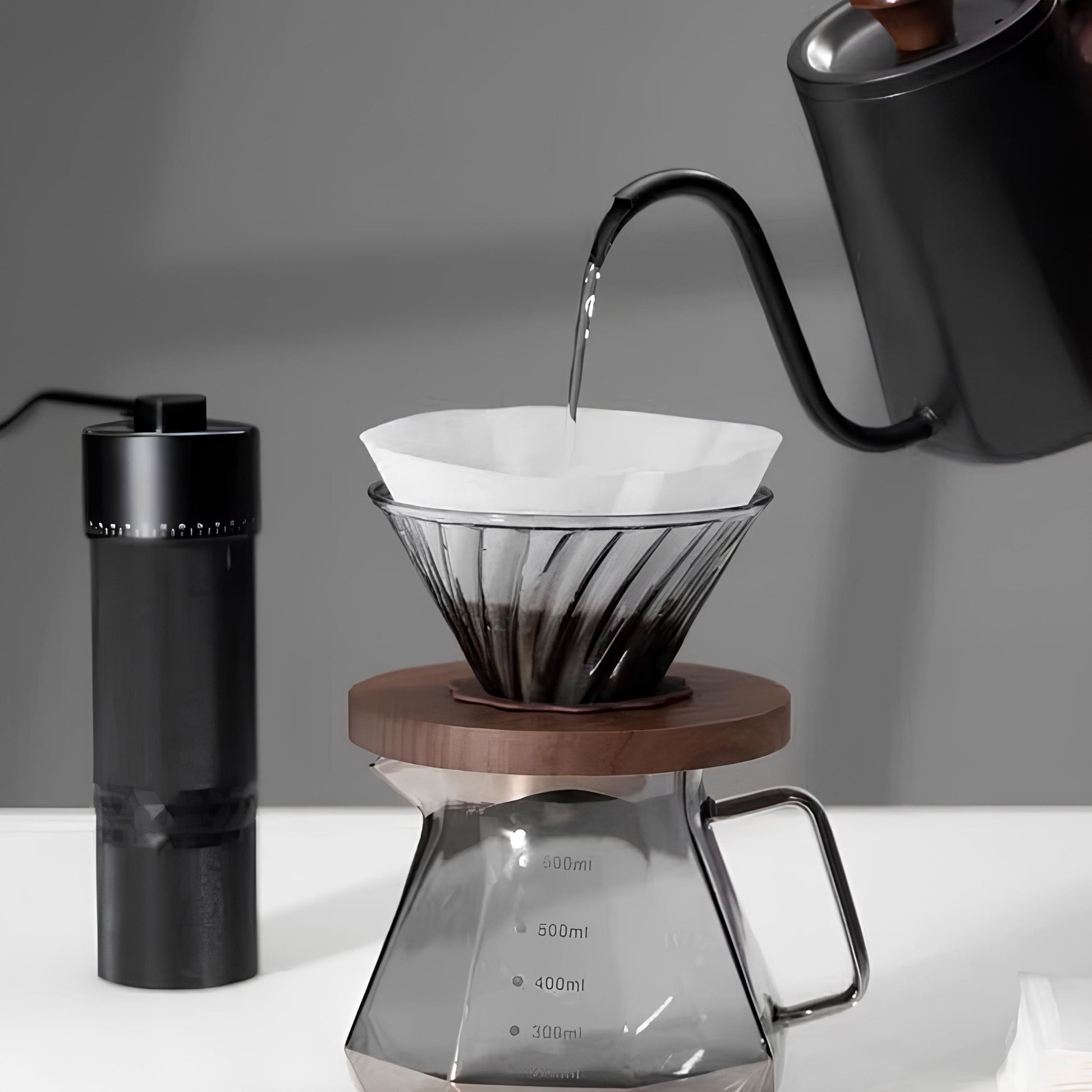 Coffee Brewing V60 Set with Walnut Wood Holder - Redeemare Coffee