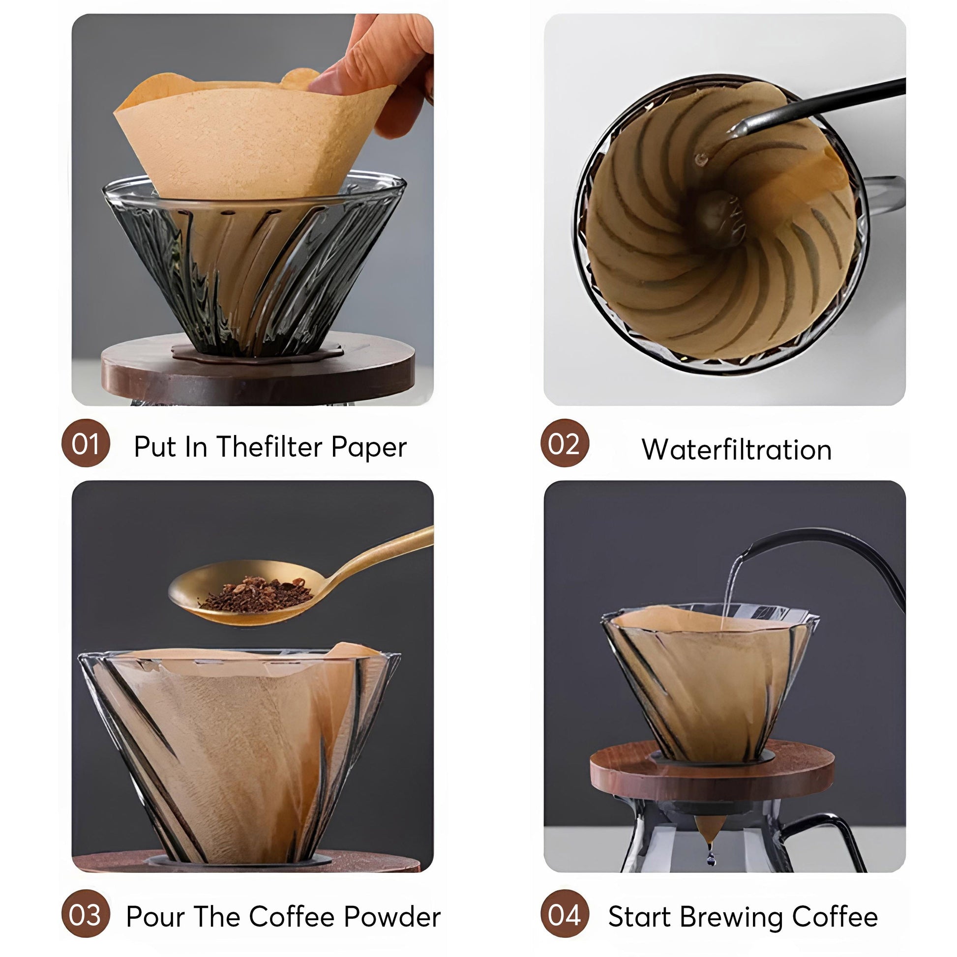 Coffee Brewing V60 Set with Walnut Wood Holder - Redeemare Coffee
