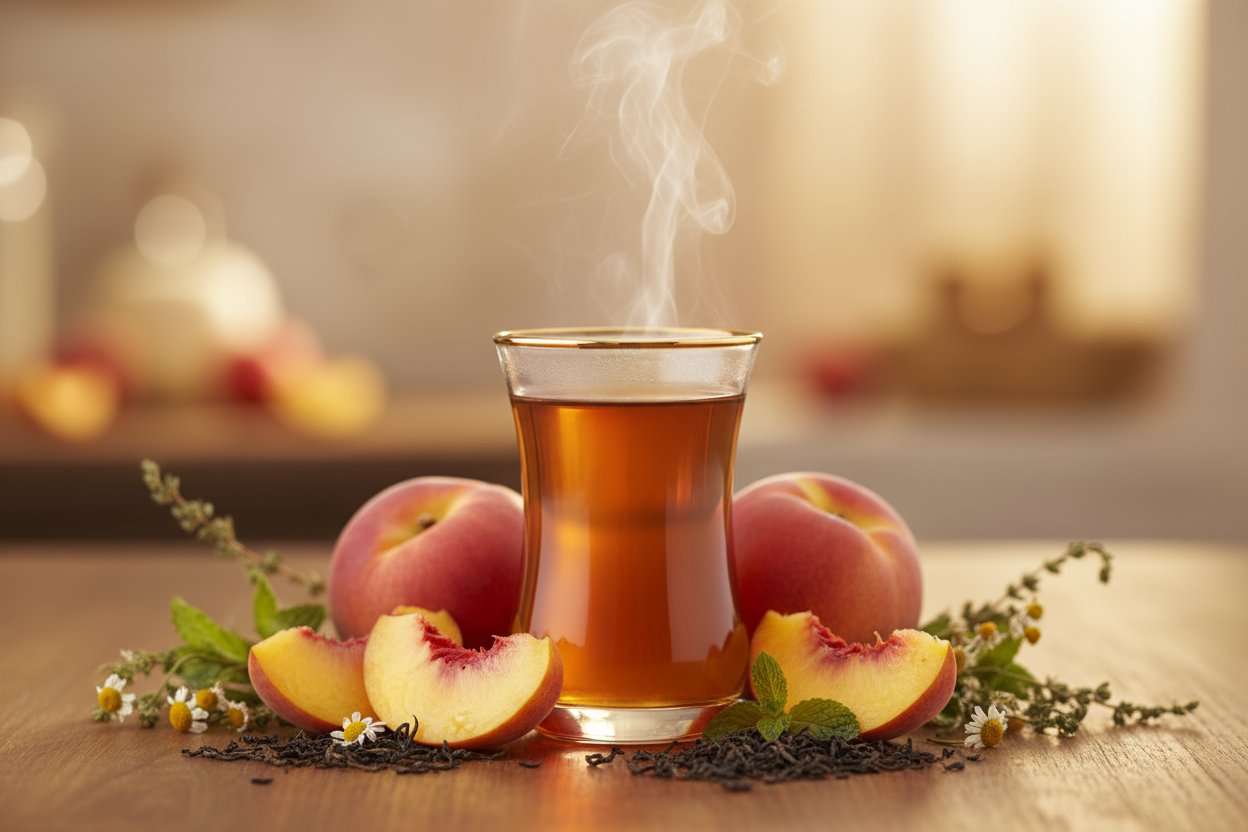 herbal peach flavored black tea evoking a desire to purchase