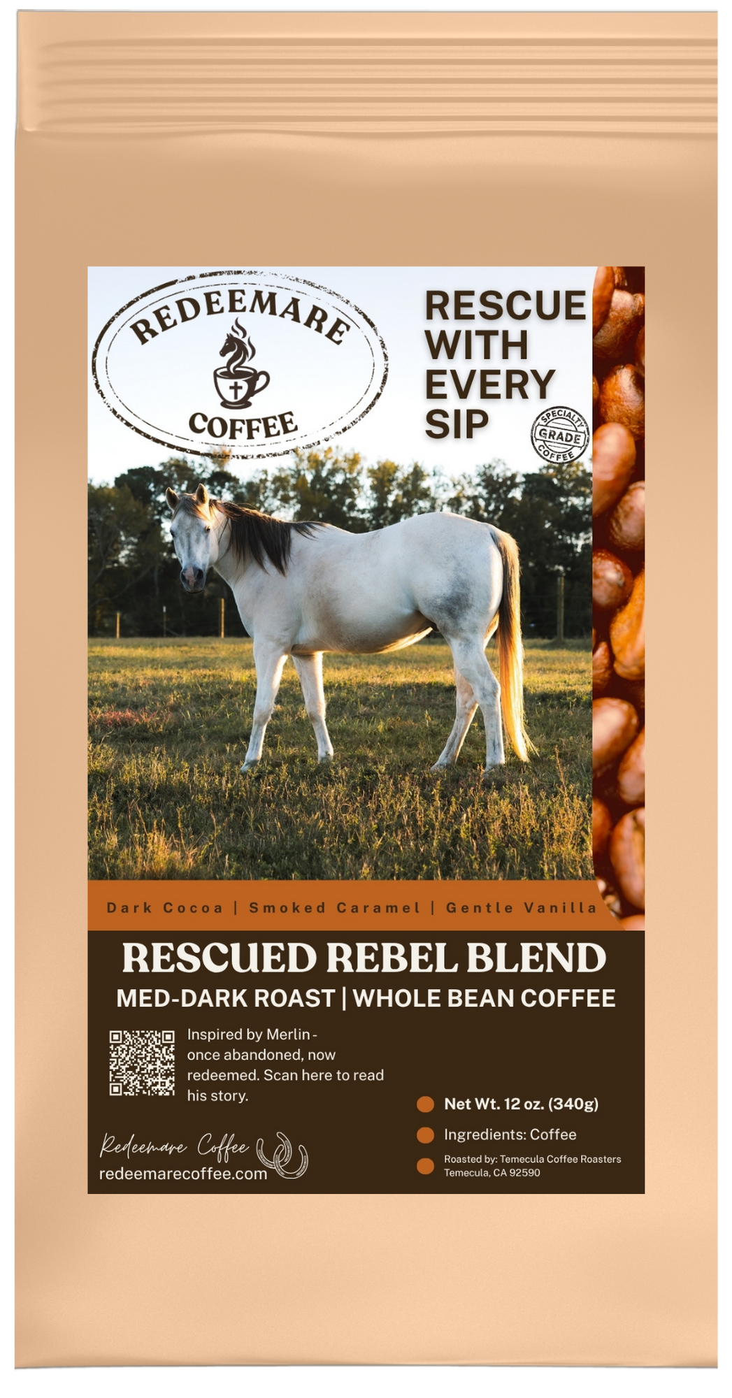 Rescued Rebel Blend medium-dark roast coffee - whole bean  - Redeemare Coffee