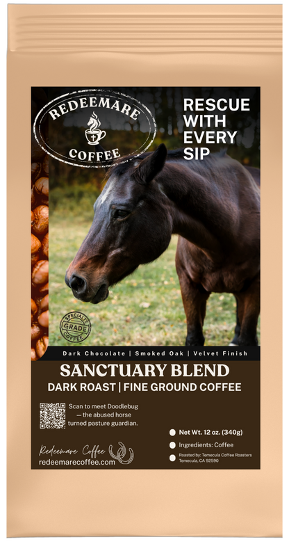 Sanctuary Blend dark roast coffee inspired by Doodlebug - fine grind - Redeemare Coffee